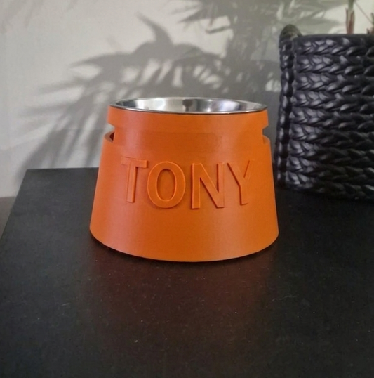 Custom Name Raised Pet Bowl - Round - Single Colour