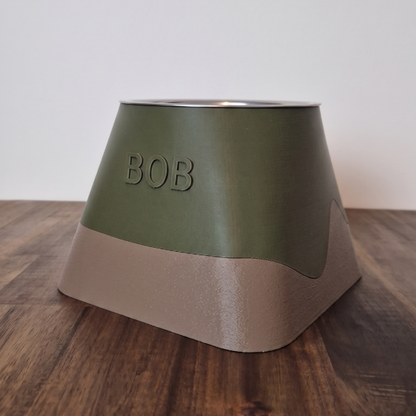 Custom Name Raised Pet Bowl - Square Round